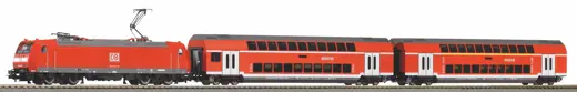 PIKO SmartControl WLAN Set mit Bettungsgleis DB AG VI Doppelstockpersonenzug
