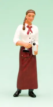 Kellnerin mit roter Schürze