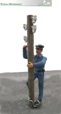 Elektriker am Mast, mit Mast