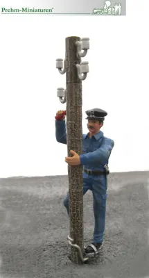 Elektriker am Mast, mit Mast