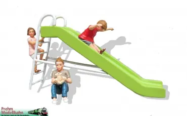 Kinder mit Rutsche 3 Figuren Metall