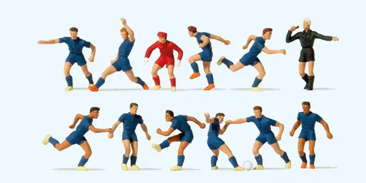 Fußballmannschaft, blaue Trikots und Hosen