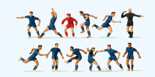 Fussballmannschaft, blaue Trikots und Hosen