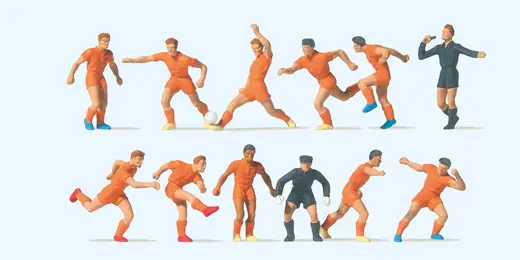Fußballmannschaft, orange Trikots und Hosen