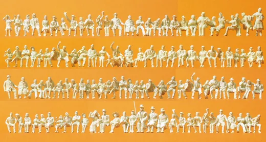 Sitzende Personen, 120 unbem. Figuren