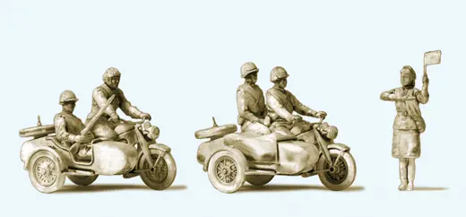 Kradfahrer, Motorrad, UdSSR, 5 Fig. u. 2 Motorräder
