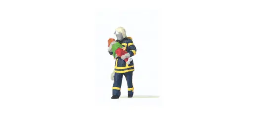 Feuerwehrmann, Kind rettend.