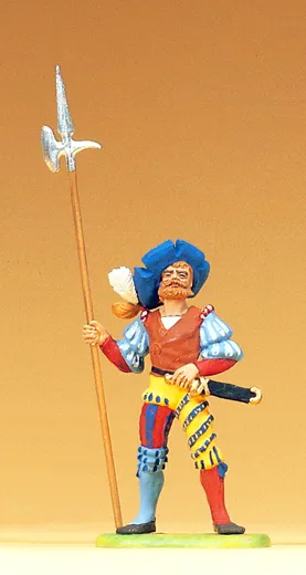 Landsknecht stehend mit Hellebarde