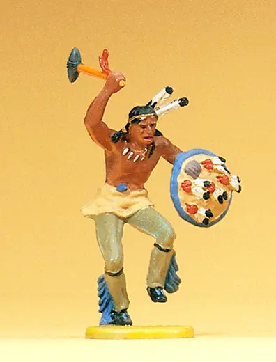 Indianer tanzend mit Steinbeil
