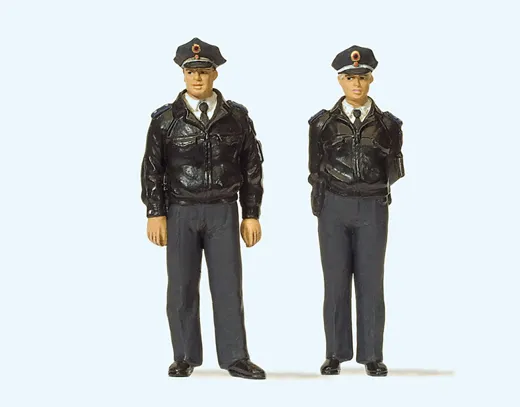 Polizisten stehend, blaue Uniform