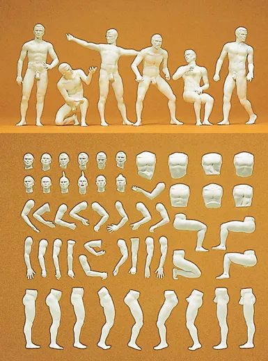 Modellfigur Adam, 6 unbemalte Figuren