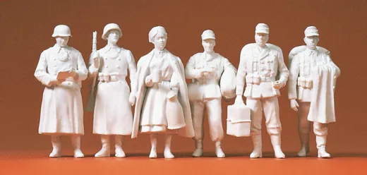 Heimaturlaub DR 1939-45, 6 unbemalte Figuren