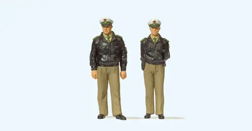 Polizisten stehend, grüne Uniform