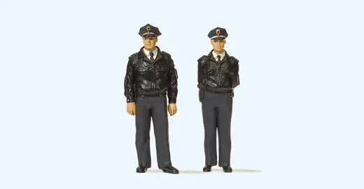 Polizisten stehend, blaue Uniform