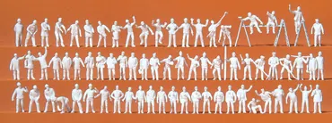 Auf der Arbeit. 70 unbemalte Miniaturfiguren.Zubehör. Bausatz