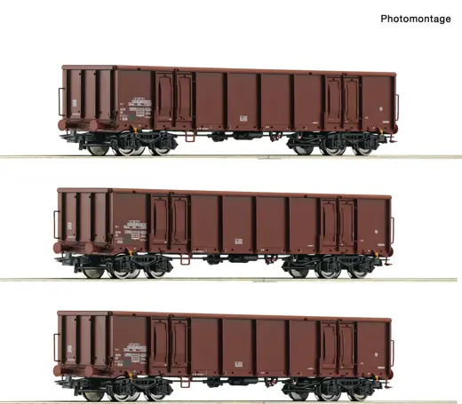 3-tlg. Set: Offene Güterwagen, DR