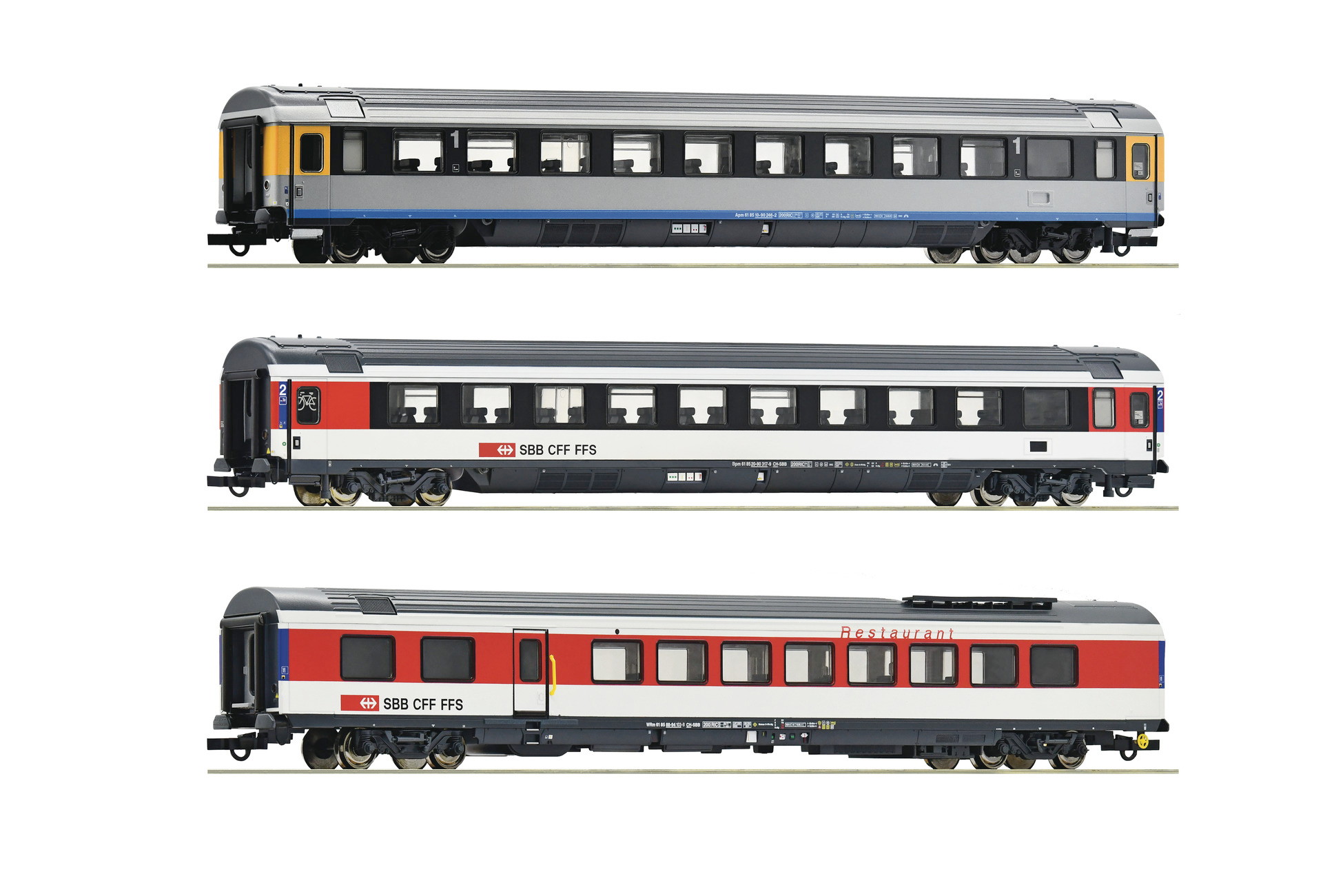 Roco 74021 3-tlg. Set 1: EuroCity-Wagen EC 7, SBB World of Trains 