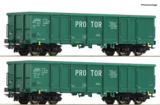 2-tlg. Set: Offene Güterwagen, PROTOR, Privatbahn