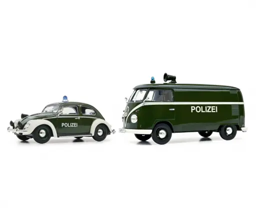 2er Set Polizei, VW Käfer und VW T1 Kasten