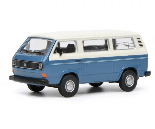 VW T3 Bus, blau/weiss 1:64