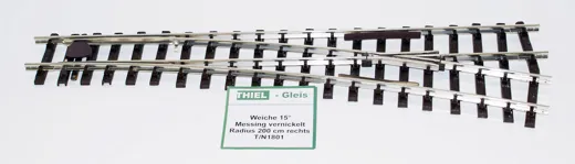 Weiche rechts Messing vernickelt 12,5° R.2000mm/ L. 600mm