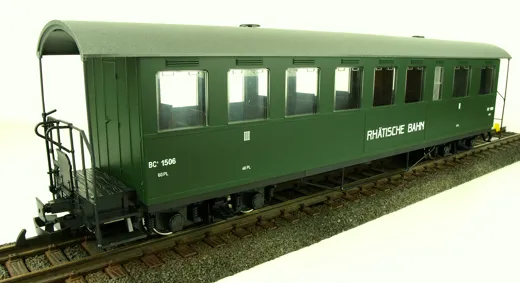 3er Set RhB Personenwagen BC 1506, BC 1507, BC 1508, incl. Toilettenabteil, Sprengwerk