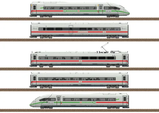 Triebwagenzug ICE 4 Baureihe 412/812 mit grünem Streifen , DB