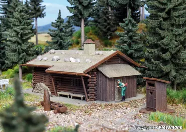 H0 Jagdhütte mit Brunnen und