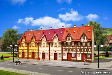 H0 Reihen-Doppelhaus, beige