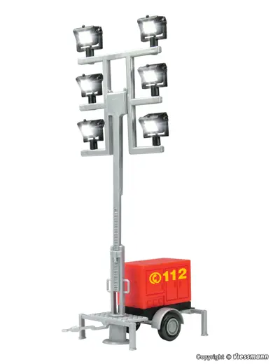 1344 H0 Leuchtgiraffe Feuerwehr auf Anhänger mit 6 LEDs weiss