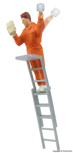 H0 Plakatkleber auf Leiter
