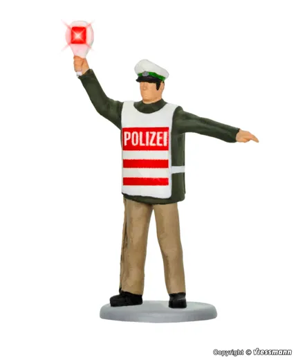 H0 Polizist mit beleuchteter Kelle