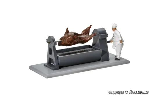 H0 Grill m. dreh. Ochsen