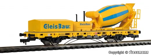 2625 H0 Niederbordwagen mit Betonmischer GleisBau, Funktionsmodell für Dreileitersysteme