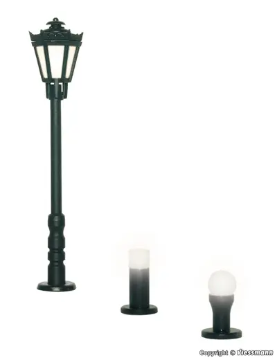 6160 H0 Gartenleuchten-Set, 3 Leuchten, schwarz, LED warmweiss