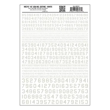 Zahlen, amerikanischer Typ, weiss