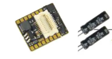 1 x StayAlive-Controller (14x10,4x1,9mm) mit 2 Stück 1F / 2,7V Goldcaps (je 6,4x9,8mm); nur für Decoder mit Next18-Schnittstelle NEM 662