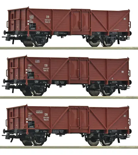 3-tlg. Set: Offene Güterwagen, DB