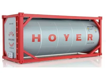 Container 20" Tank HOYER, Grau, Schrift Rot, Rahmen Rot