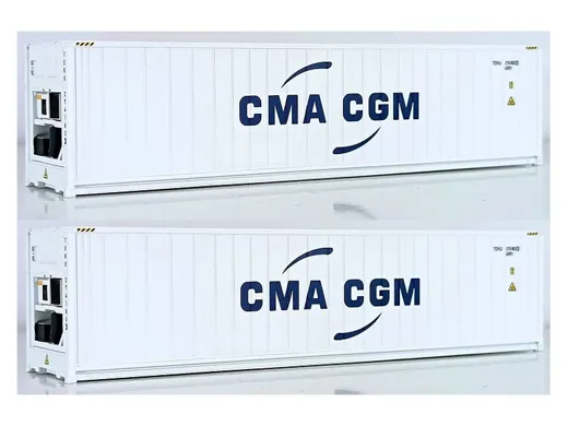 2er-Set Container 40" Frigo HC CMA CGM, Weiss, Schrift Blau