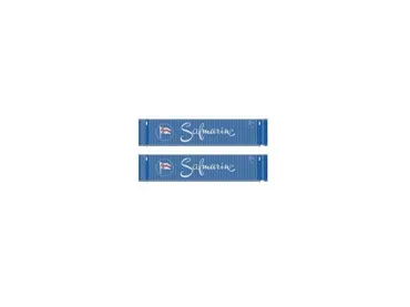 2er-Set Container 45" Safmarine, Blau, Schrift Weiss