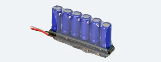 PowerPack MiniXS, Energiespeicher mit MCU für LokPilot 5 / LokSound 5, 6 0.22F/2.7V, 25.5 x 4.5 x 13