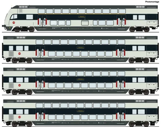 4-tlg. Set: Doppelstockwagen, DSB