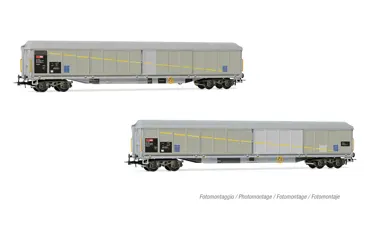SBB 2-teiliges  Set 4-achsiger Schiebewandwagen Habils mit Flicken, Ep. V
