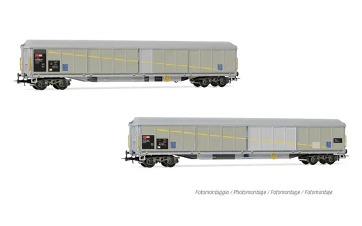 SBB 2-teiliges  Set 4-achsiger Schiebewandwagen Habils mit Flicken, Ep. V