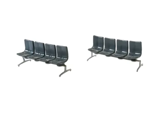 Dunkelgraue Sitzbänke