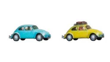VW Käfer, 2 Stk, blau und gelb, 3D-Farbdruck