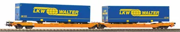 Taschenwagen T3000e Wascosa mit 2 "Walter" Trailern, Privatbahn