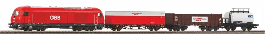Start-Set mit Bettung Herkules ÖBB mit 3 Güterwagen