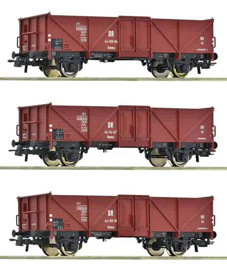 3-tlg. Set: Offene Güterwagen, DR